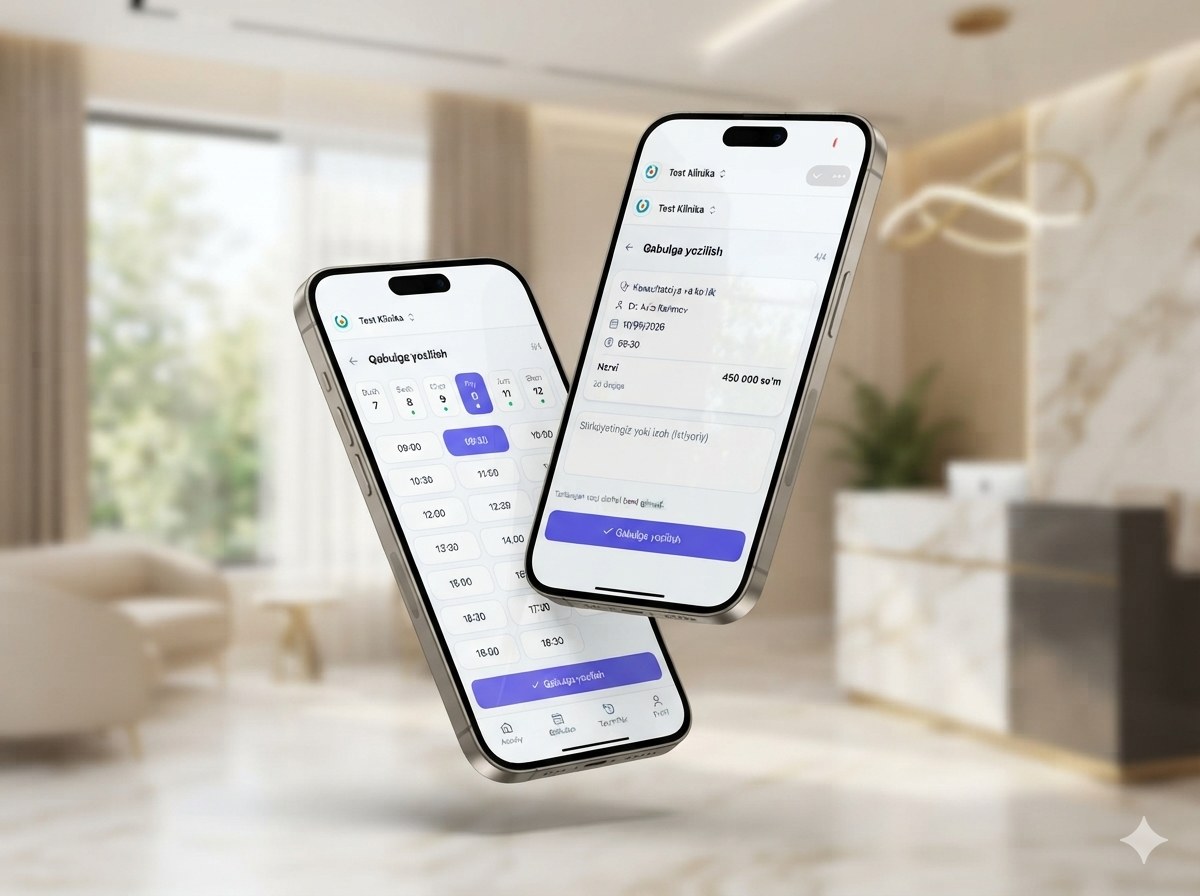 Bemor telefonidan bo'sh vaqtni tanlab, o'ziga qabul yozib qo'ymoqda